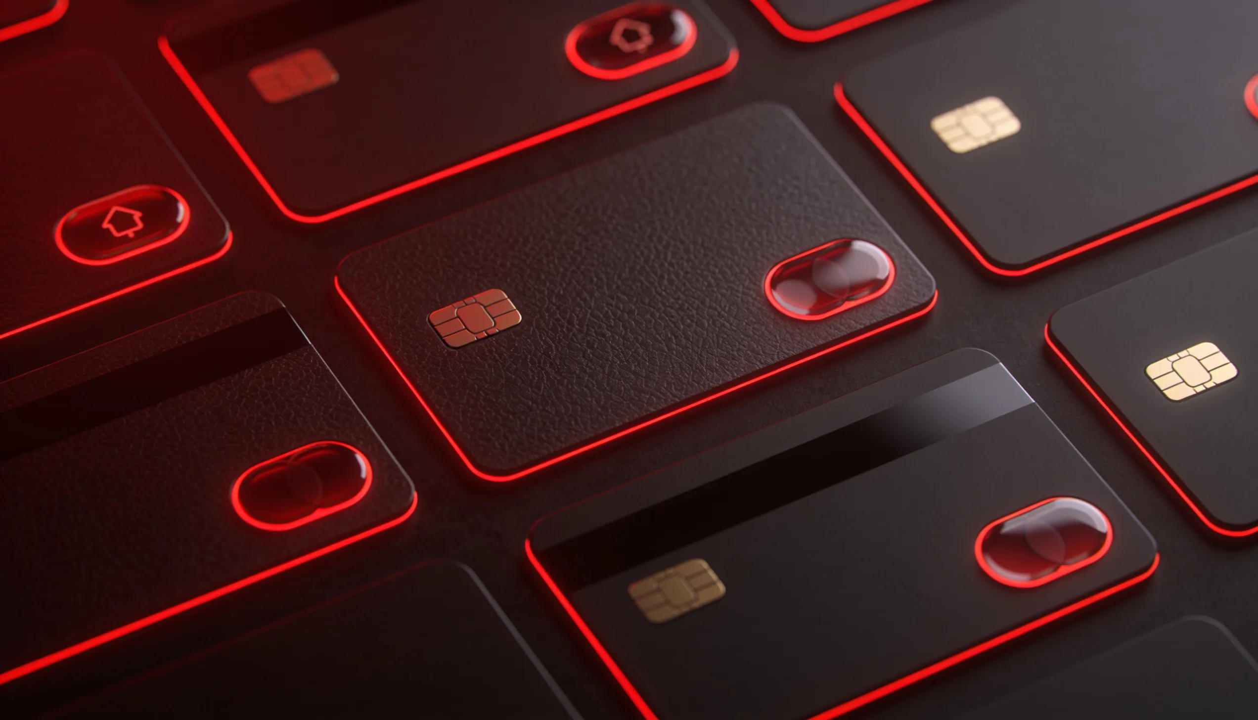 Secure red fintech interface with payment method controls